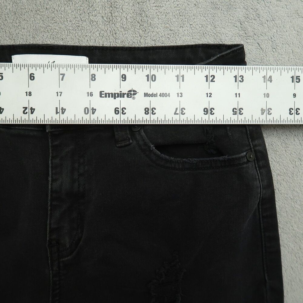 KanCan Jeans Junior's Size 7/27 Black Low-Rise Skinny 29" Inseam Distressed - Picture 4 of 16